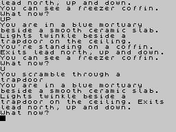 Snowball (ZX Spectrum) screenshot: In a mortuary