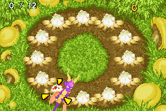 The Legend of Spyro: A New Beginning (Game Boy Advance) screenshot: A mini-game - whack the Bulb Spiders before time runs out!