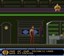 Star Trek: Deep Space Nine - Crossroads of Time (SNES) screenshot: Talking to Odo