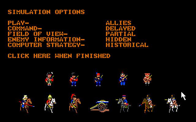 The Charge of the Light Brigade (DOS) screenshot: Opening menu