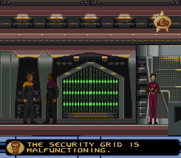 Star Trek: Deep Space Nine - Crossroads of Time (SNES) screenshot: Chief O'Brien reports that something is wrong