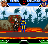 X-Men: Mutant Academy (Game Boy Color) screenshot: Storms grabs Wolverines up into the air