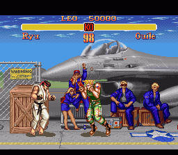 Super Street Fighter II (SNES) screenshot: Ryu vs Guile