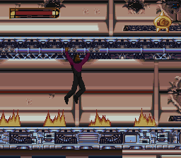 Star Trek: Deep Space Nine - Crossroads of Time (SNES) screenshot: It is very dangerous in the corridors because the Saratoga is heavy damaged