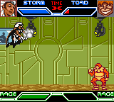 X-Men: Mutant Academy (Game Boy Color) screenshot: Storm uses a wind attack on Toad