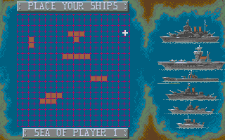 Battleship (Atari ST) screenshot: Ship placement
