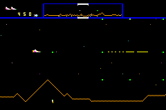 <small>Midway's Greatest Arcade Hits (Game Boy Advance) screenshot:</small><br> Defender - Scrolling along