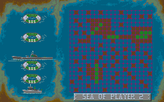 Battleship (Atari ST) screenshot: Only 2 left now
