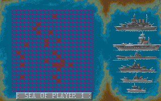 Battleship (Atari ST) screenshot: Nothing hit this time