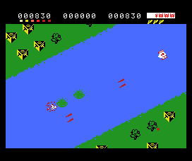 Turboat (MSX) screenshot: Crashed into an island