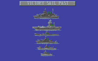 Battleship (Atari ST) screenshot: Sunk ships miraculously return for the victory parade
