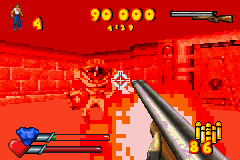 Serious Sam (Game Boy Advance) screenshot: Getting hit by a cyclops