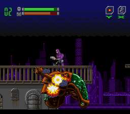 Phantom 2040 (SNES) screenshot: Some kind of mid-level boss ?