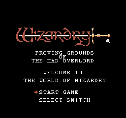 Wizardry: Proving Grounds of the Mad Overlord (NES) screenshot: Japanese title screen