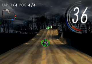 Scorcher (SEGA Saturn) screenshot: Keeping your vehicle on track is half the challenge.