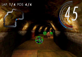 Scorcher (SEGA Saturn) screenshot: Your ability to jump comes in handy in obstacle-packed spots like this one.