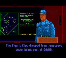 Wing Commander (SNES) screenshot: Listen to the Squad Commander