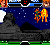 X-Men: Mutant Academy (Game Boy Color) screenshot: Phoenix performs a flying throw on Toad