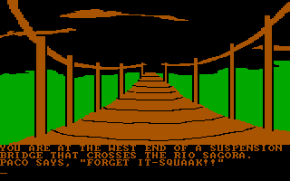 Amazon (DOS) screenshot: Rope bridge.