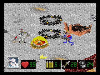 Captain Quazar (Windows) screenshot: One nasty grenade gib
