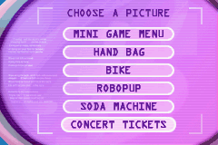 The Barbie Diaries: High School Mystery (Game Boy Advance) screenshot: Picture Puzzle menu