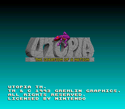 Utopia: The Creation of a Nation (SNES) screenshot: Title screen
