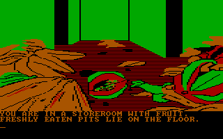 Amazon (DOS) screenshot: Looks like someone or SOMETHING was eating some fruit here.