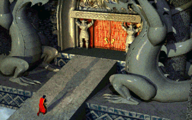 DeathKeep (Windows) screenshot: Now the Necromancer approaches some important places to destroy again (another scene from the second introduction)