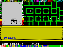 Swords & Sorcery (ZX Spectrum) screenshot: Used the menus to try to pick its lock