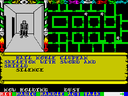 Swords & Sorcery (ZX Spectrum) screenshot: Talking to a dungeon inhabitant