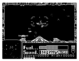 3D Space Wars (Dragon 32/64) screenshot: Hit him!