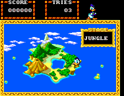 Deep Duck Trouble starring Donald Duck (SEGA Master System) screenshot: The map screen - select where you want to go