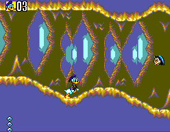 Deep Duck Trouble starring Donald Duck (SEGA Master System) screenshot: Donald explores the volcano