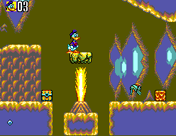 Deep Duck Trouble starring Donald Duck (SEGA Master System) screenshot: Donald can safely ride on these bricks
