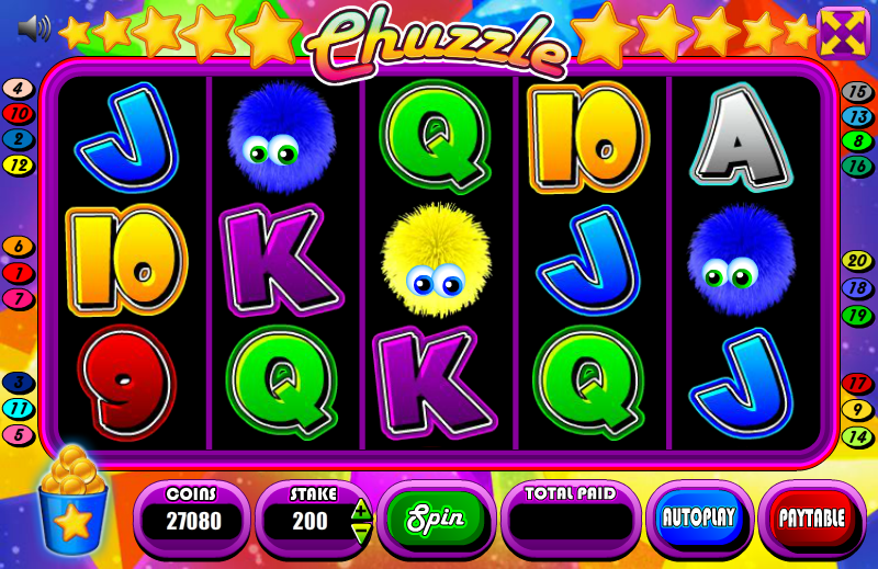 Chuzzle: Slots (Browser) screenshot: So these fluffy things are Chuzzles, huh?