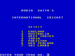 Robin Smith's International Cricket (ZX Spectrum) screenshot: The teams on offer