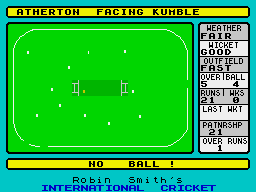 Robin Smith's International Cricket (ZX Spectrum) screenshot: Means he didn't bowl from the right place