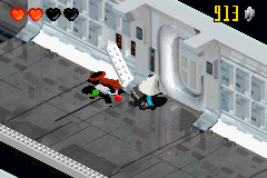 LEGO Star Wars II: The Original Trilogy (Game Boy Advance) screenshot: Activating a switch, but a droid must be used to open the door