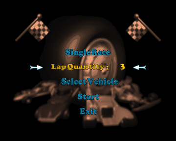 Desert Racing of BarDos (Amiga) screenshot: Racing menu