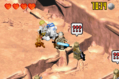 LEGO Star Wars II: The Original Trilogy (Game Boy Advance) screenshot: Obi-Wan's force power makes everyone confused for a while