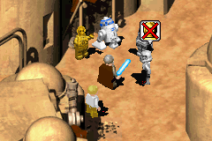 LEGO Star Wars II: The Original Trilogy (Game Boy Advance) screenshot: "There aren't the droids we are looking for"