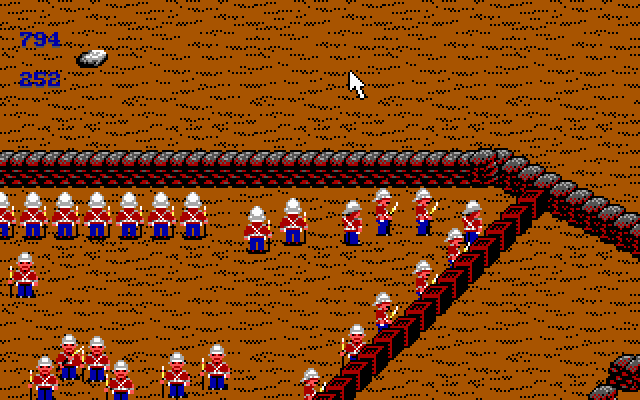 Rorke's Drift (DOS) screenshot: Your troops are deployed to face the coming onslaught