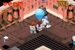 LEGO Star Wars II: The Original Trilogy (Game Boy Advance) screenshot: Leia learning about the Death Star