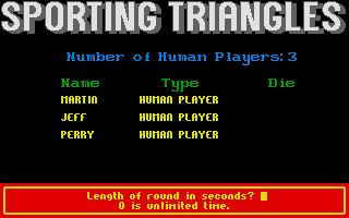 Sporting Triangles (Atari ST) screenshot: Player input