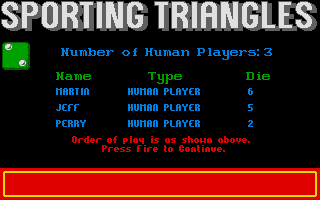 Sporting Triangles (Atari ST) screenshot: Random starting order