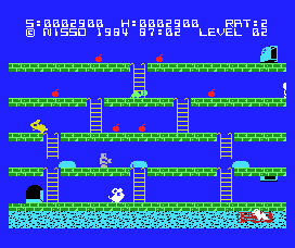 Hustle! Chumy (MSX) screenshot: A new level, where you eat bombs?