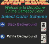 Dropzone (Game Boy Color) screenshot: To cope with the bad screen of the GBC, you may choose a colour scheme
