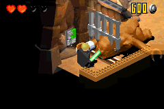 LEGO Star Wars II: The Original Trilogy (Game Boy Advance) screenshot: Episode three starts with Luke crushing the Rancor