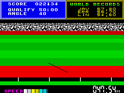 Daley Thompson's Super-Test (ZX Spectrum) screenshot: And lands just short of the mark