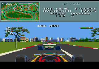 Formula One (Genesis) screenshot: Arcade mode is all about overtaking and driving cleanly